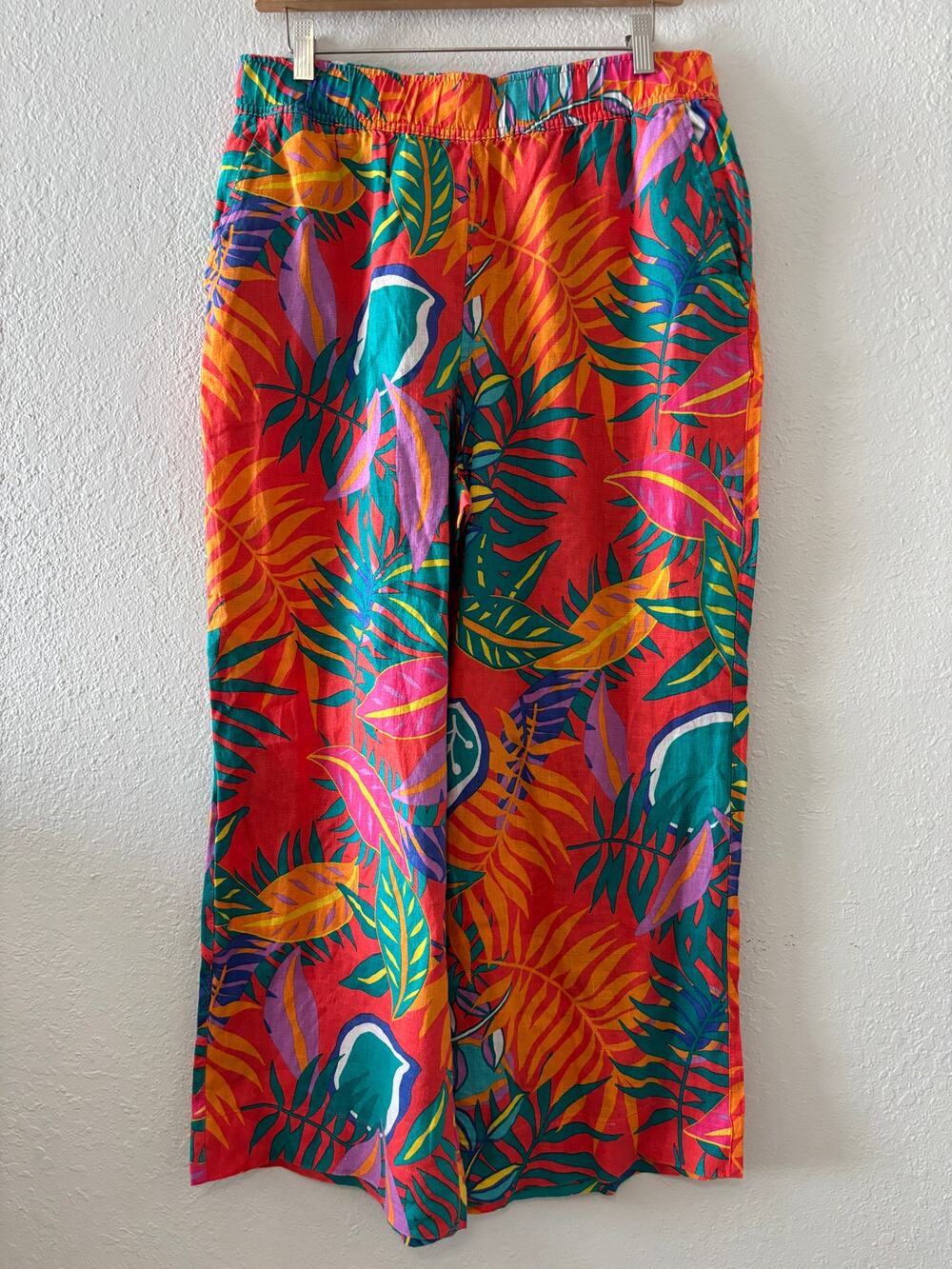 C&C California Pure Linen Pants Wide Leg Womens Size L Beach Flowy Vacation